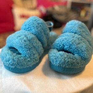 UGG OH Fluffier Curly Sheepskin Slide - Platform Size 9